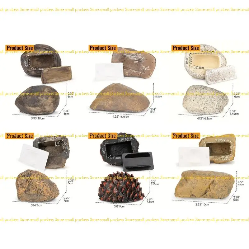 R1WD Camouflage Hider Outdoor Rock Design Weather Resistant Storage Box