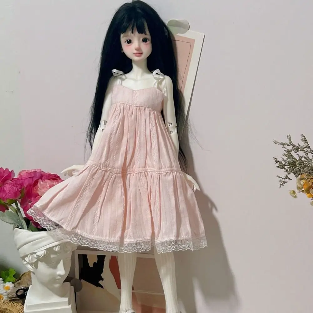 Handmake Strap Lace Floral Dresses Fashion Casual Wears Doll Princess Long Skirt Mini 5 Colors for 1/4 1/6 BJD 30/45cm Dolls