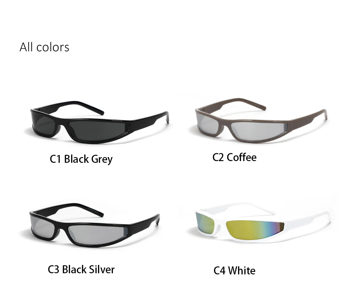 Narrow Rectangle Y2K Sunglasses 2025 Luxury Brand Punk Wrap Arou7.85
