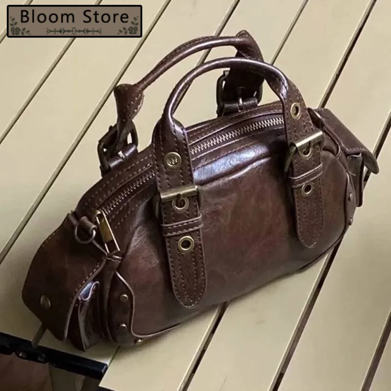 

Bloom Retro Coffee Handle Y2k Hand Women High Street Hot Girls Leather Casual Crossbody Bags Ladies Vintage Messenger Bag