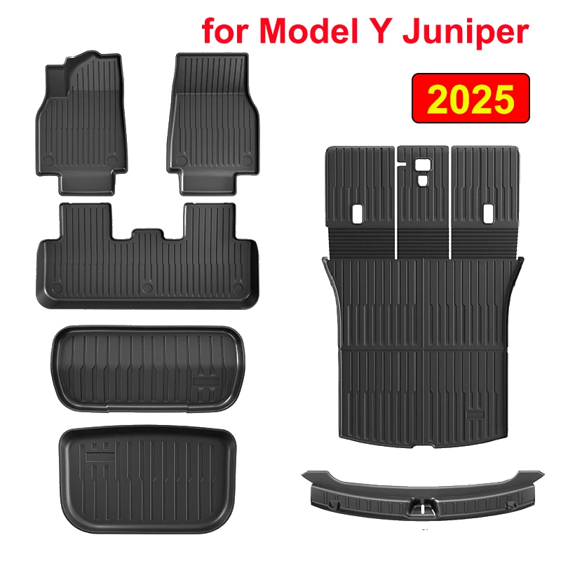 

Для нового Tesla Model Y Juniper 2025 Launch напольные коврики из ТПЭ и грузовые коврики в багажник, подкладка для всепогодного пола, аксессуары для спинки
