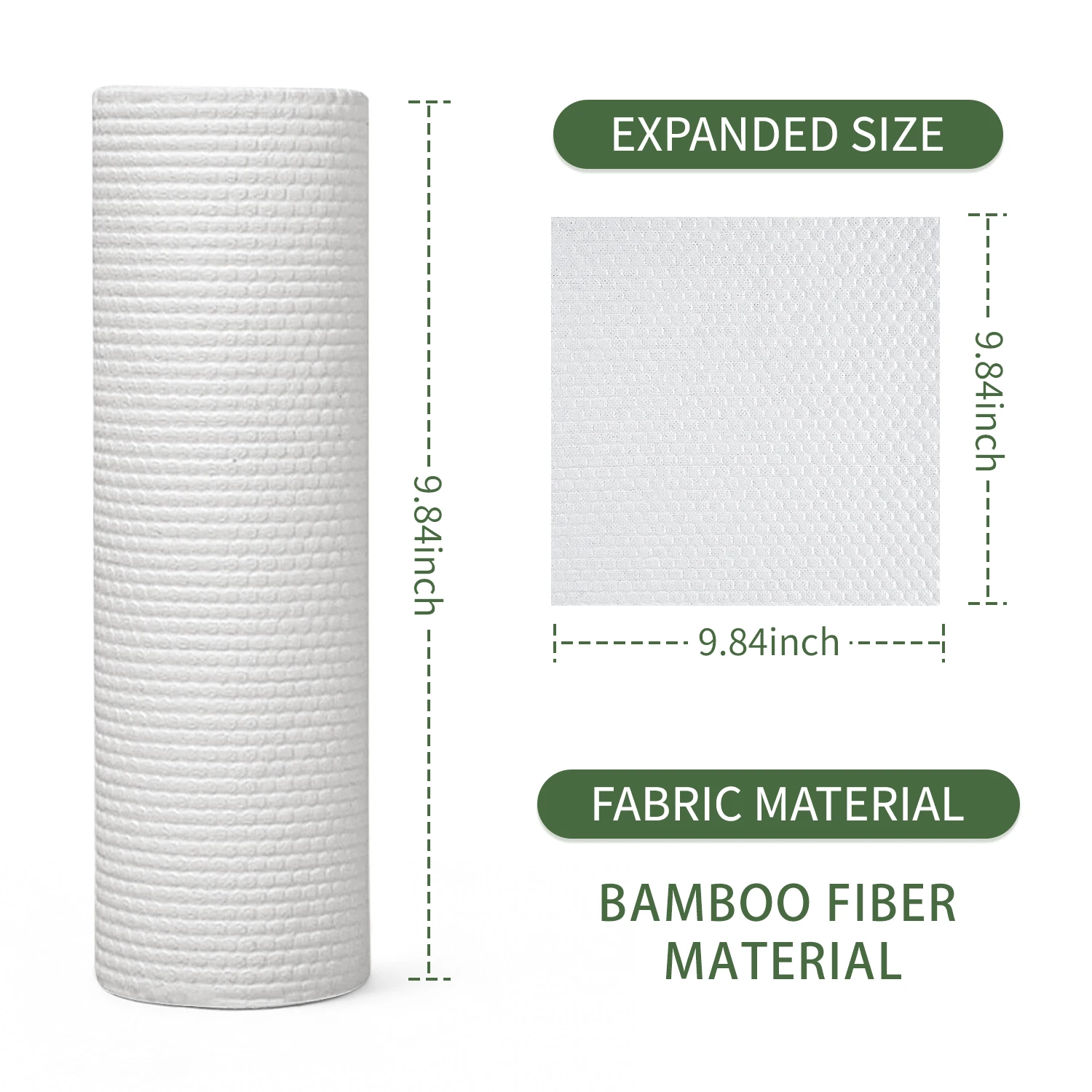JINYUDOME 50pcs/Roll Reusable Bamboo Towels - Washable Absorbent Dish Cloths for Home Kitchen Clean Washing Paper Towel