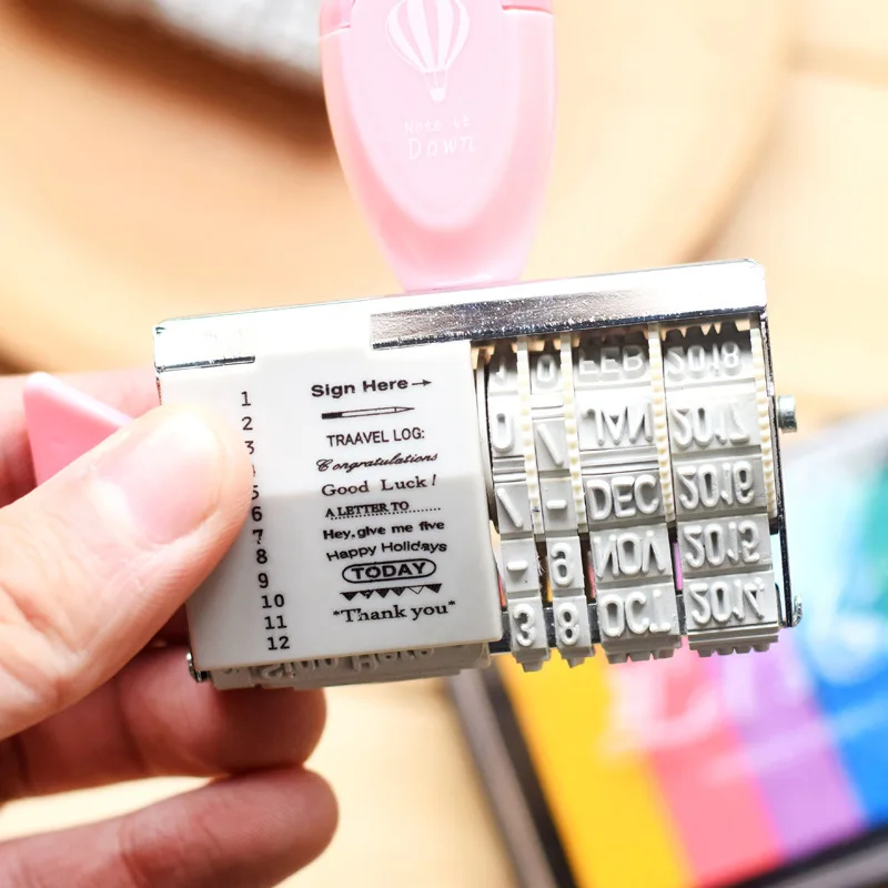 1PC Roller Date and Letters Stamp DIY Handle Digital Diary Rubber for Craft Planner Scrapbooking