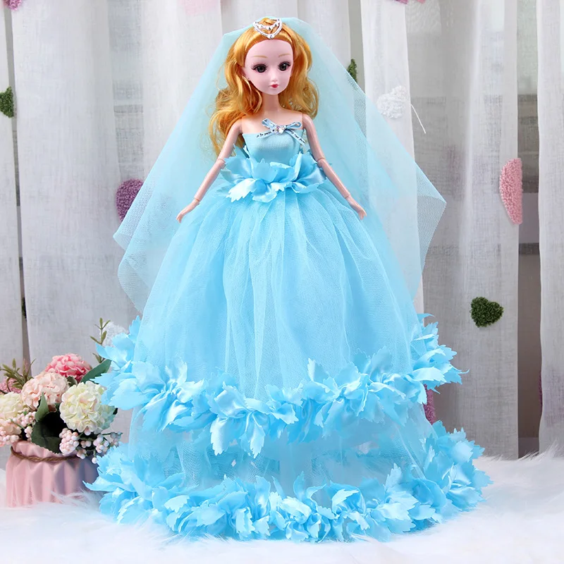 HOT SALE 45cm Doll Handmade Long Tail Evening Gown Clothes Lace Wedding Dress For Princess Girl Doll Best Gift Baby Toys