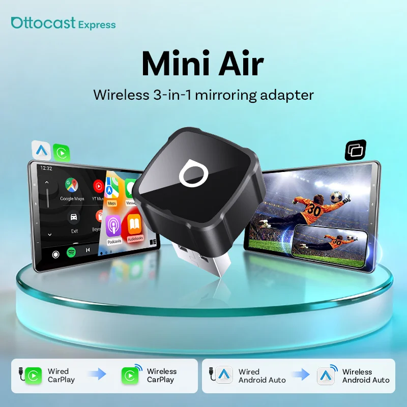 

Ottocast 4.0 Mini Air Wireless CarPlay Android Auto 3 in1 Adapter Video Mirroring Youtube Tiktok Mirror Dongle for ios Airplay