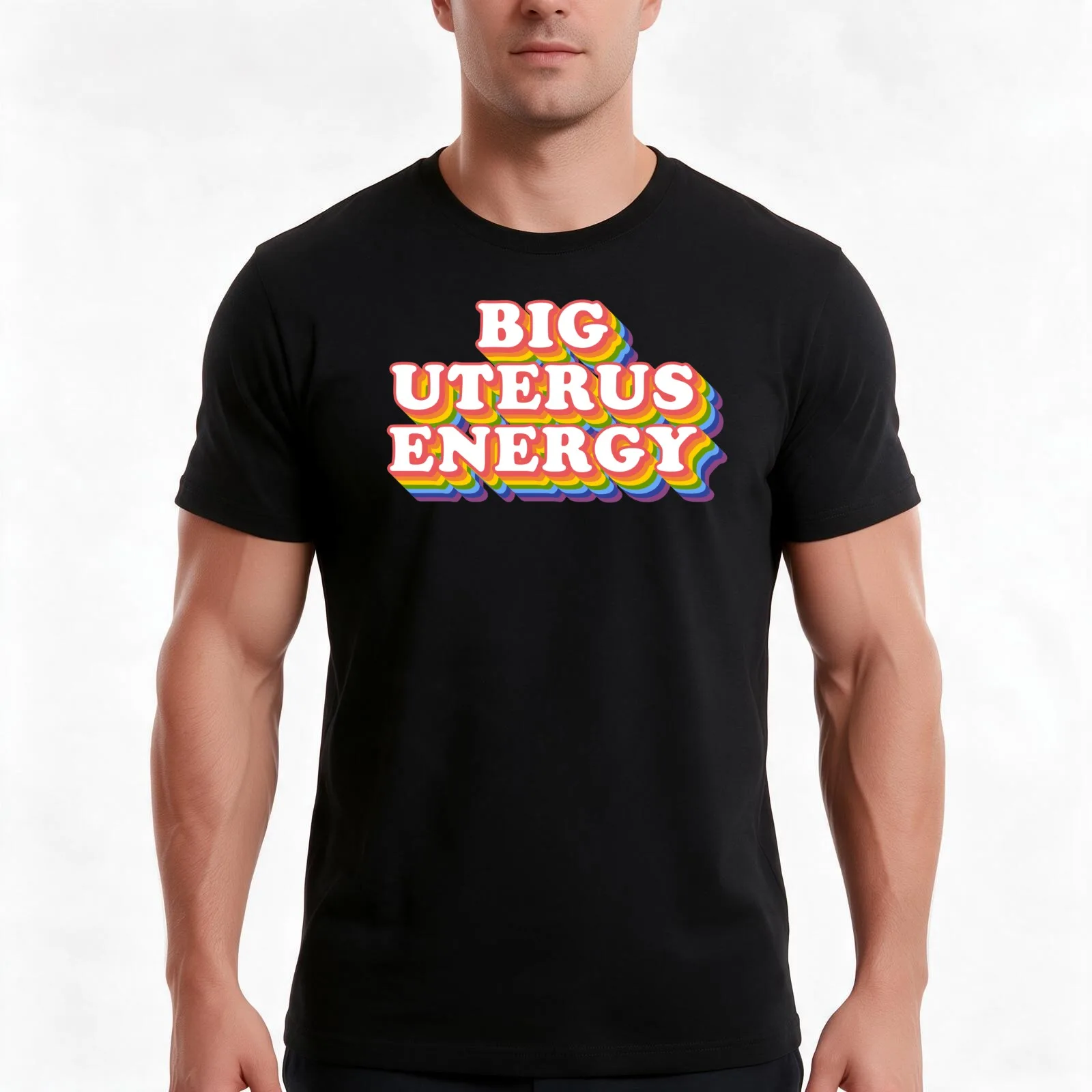 Big Uterus Energy T-Shirt, Summer Casual Cotton Tee, Oversized Streetwear Tops, Vintage Graphic Print, Loose Fit Short Sleeve