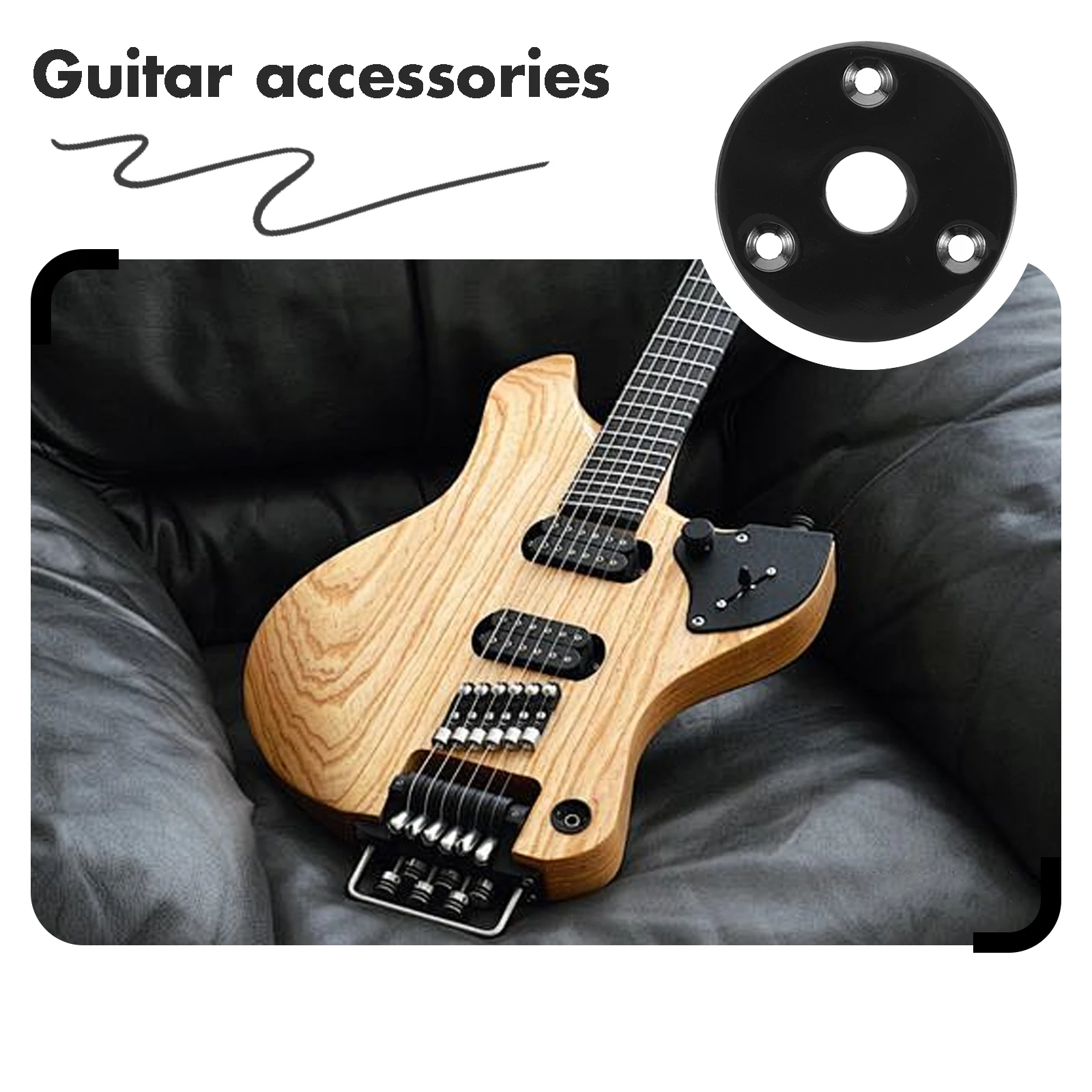 

5pcs Guitar Jack Plate Round Metal Socket Interface Film Electric Guitar Parts Replacement Black Lightweight Practical