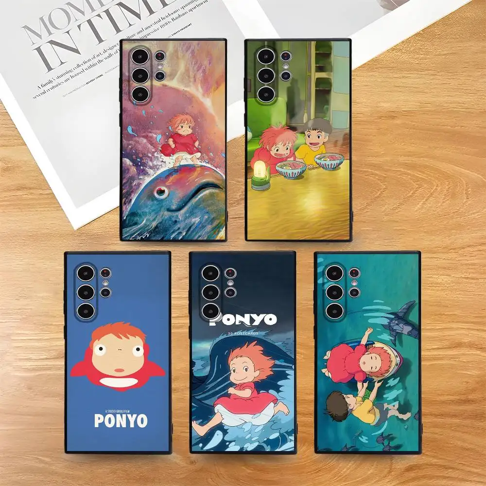A-P-P-PonyoS على C-CliffS أنيمي جراب هاتف للهاتف S سلسلة s21 s22 s23 s24 s25 FE Plus Ultra TPU لينة إلى جراب صديق للبشرة