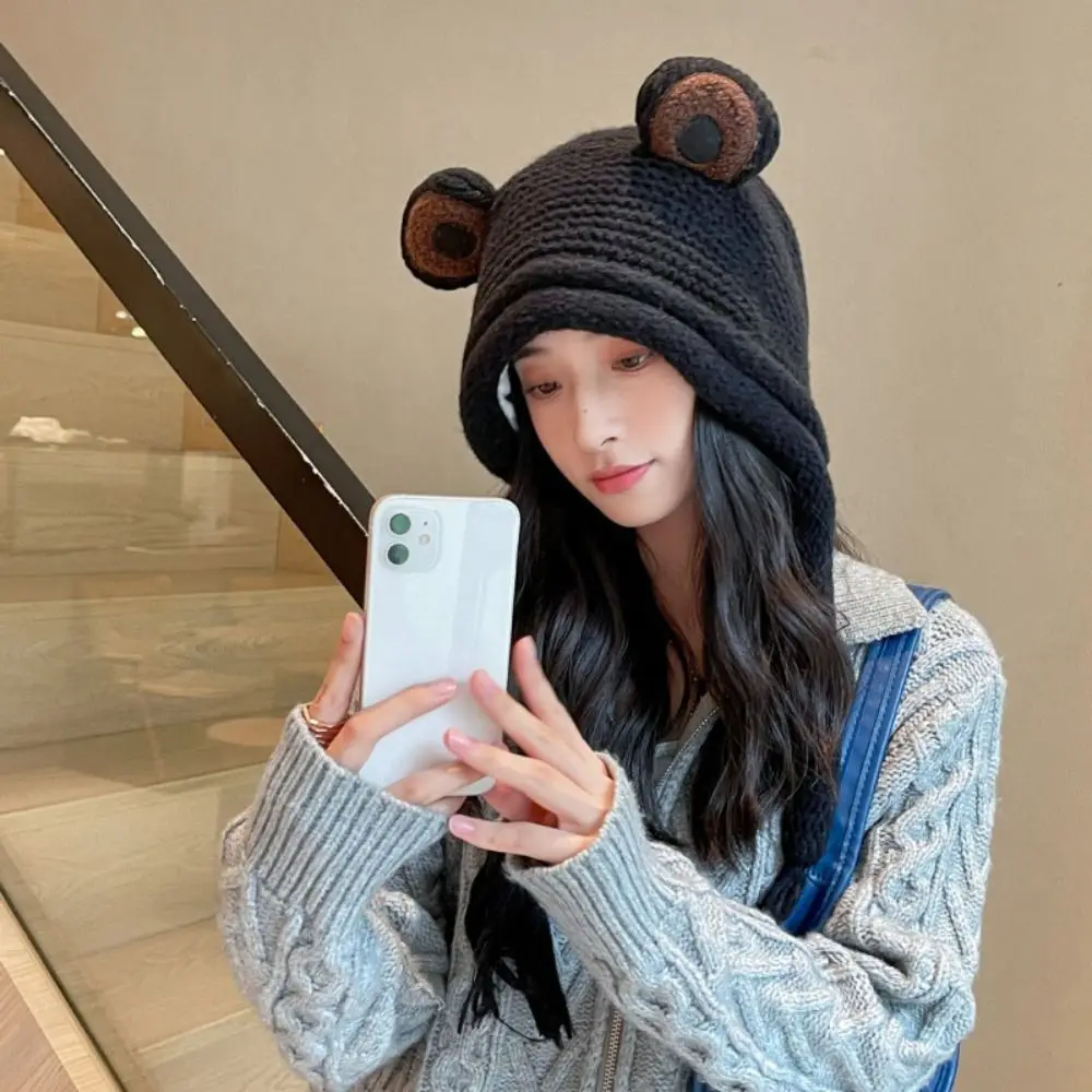 

Winter Cute Frog Hat Windproof Warm Knitted Hat Cartoon Outdoor Beanies Cap for Women