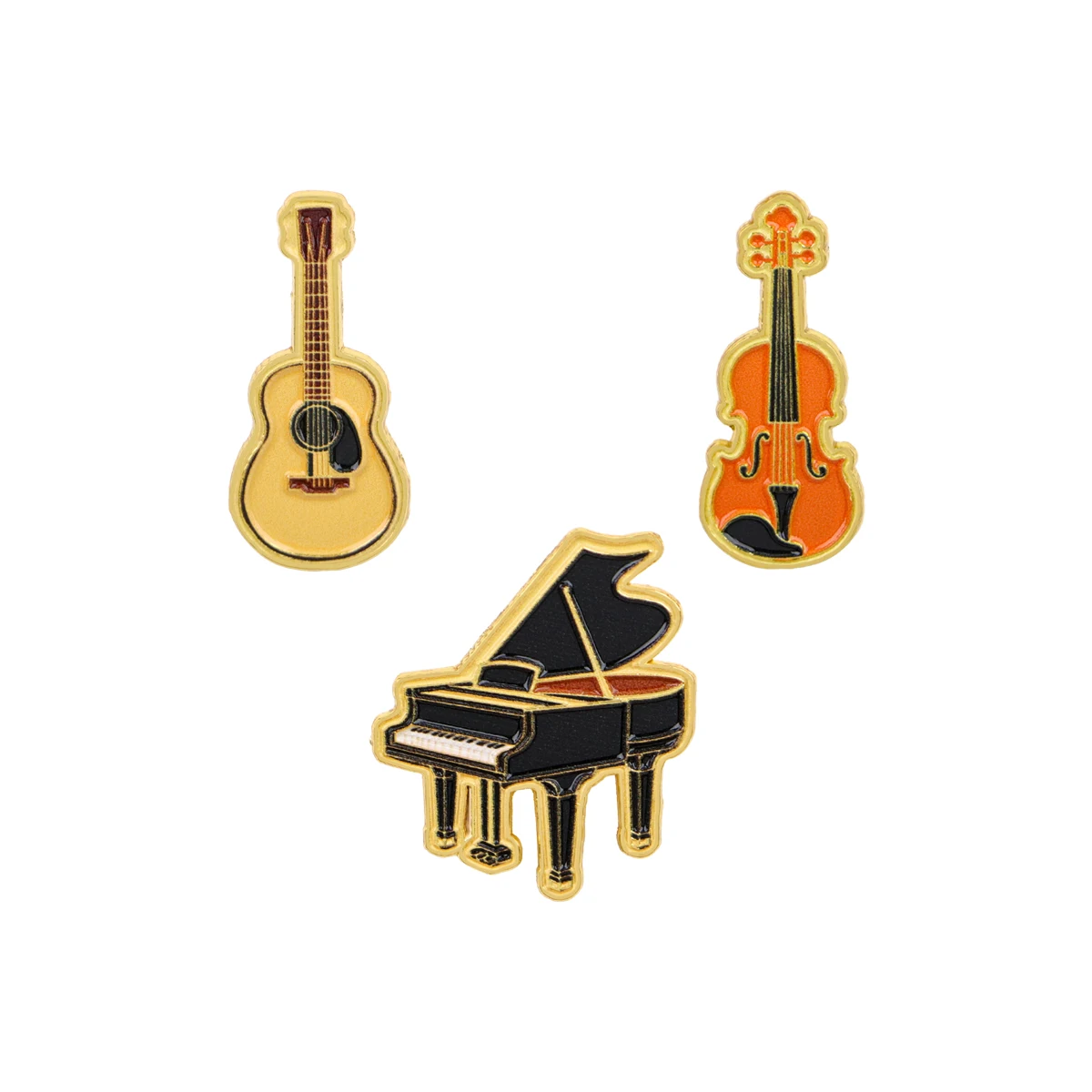 Classic Music Enamel Pin Retro Piano Guitar Violin Women Lapel Pins Badge on Backpack Clothing Accessories Fashion Jewelry Gifts - view 4