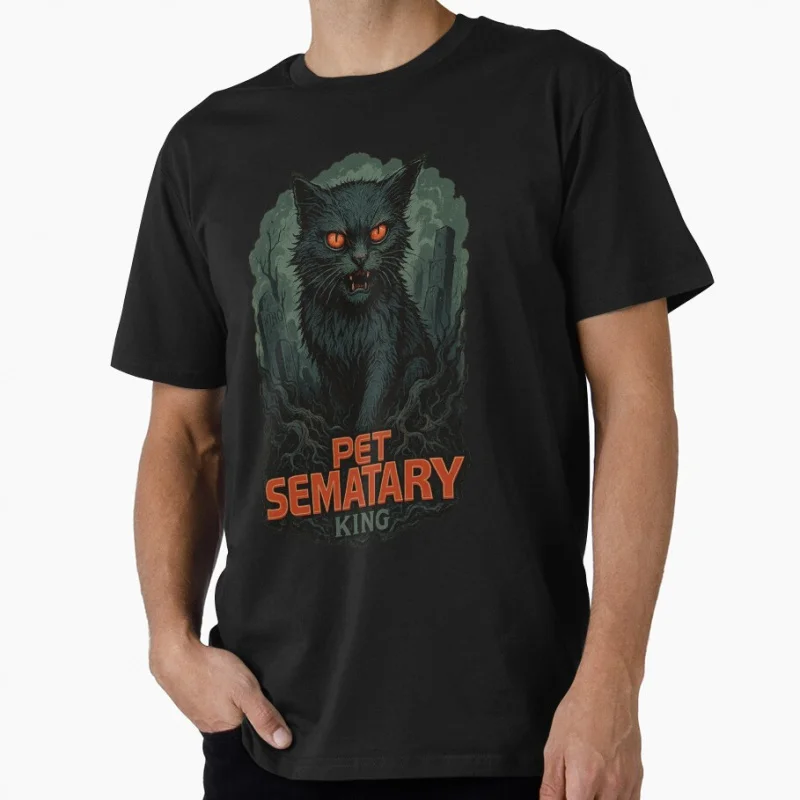 

80s horror movie Pet Sematary - King cat Scary Halloween Gift t shirt for man Large size Tops S-6XL printed Clothes
