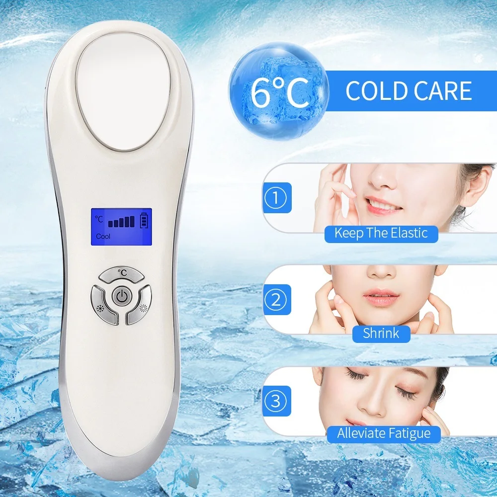 

5 in 1 LED Hot Cold Hammer Facial Vibration Massager Wrinkle Acne Removal Facial Skin Care Device Face Lifting Tightening