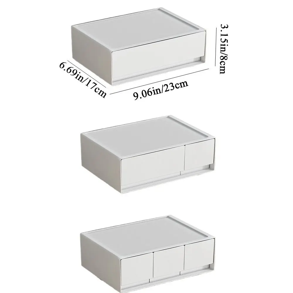 White Stackable Storage Drawer, Drawer Type, Large Capacity Stationery Storage Organizer, Space Saving Plastic Desk Box