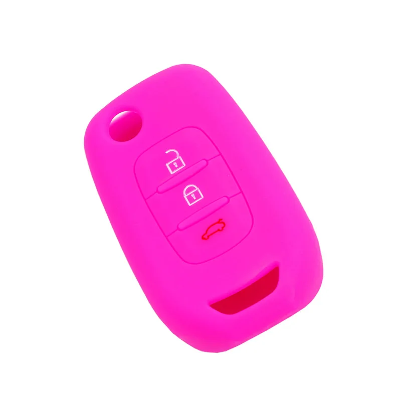 PREISEI-funda de silicona con 3 botones para llave de coche, funda protectora para Renault, Kadjar, Captur, Symbol, Koleos, Megane
