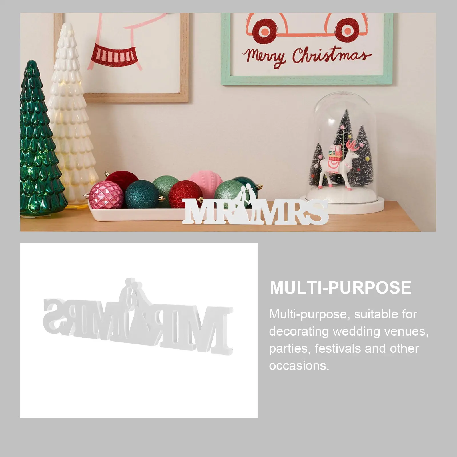 Mr & Mrs Wedding Sign – Desktop Letter Ornament, Romantic Table Centerpiece for Valentine’s Day & Party Decor