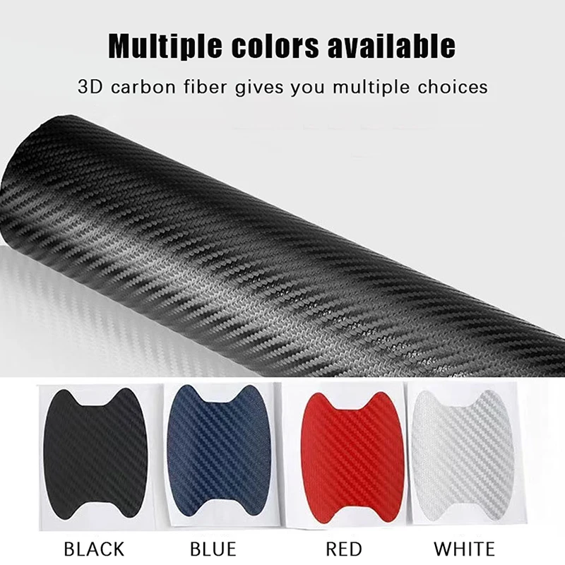 4Pcs Personality Car Door Sticker Carbon Fiber Scratches Resistant Cover Car Handle Protection Film Exterior Styling Accessories