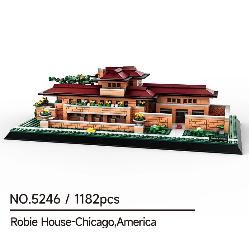 DIY Frank Lloyd Wright House Kit, 1182 Pcs MOC Robie House Model for Adults & All Ages Gift
