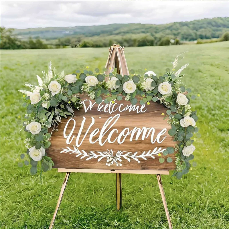 ABAE-2X Eucalyptus Garland And Flower Hanging Artificial Eucalyptus Leaf Greenery For Wedding Backdrop Arch