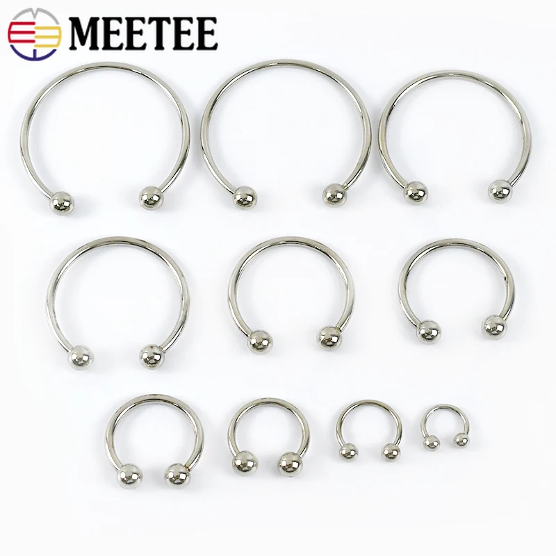 4/10Pcs Meetee 15-60mm Metal U-shaped Rings Buckle Swimwear Bikini Clasp Double-headed Screw Buckles Decor Hat Hook Accessories