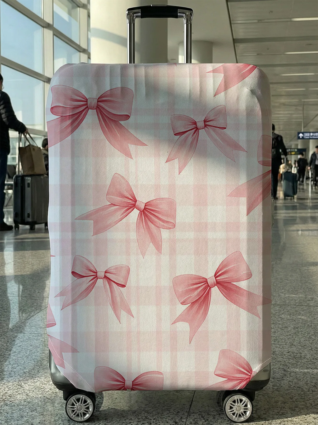 

Pink And White Plaid Pink Bow Luggage Cover, Suitable for 18-32 Inch Luggage Cover, Luggage Handle Glove, Travel Accessories