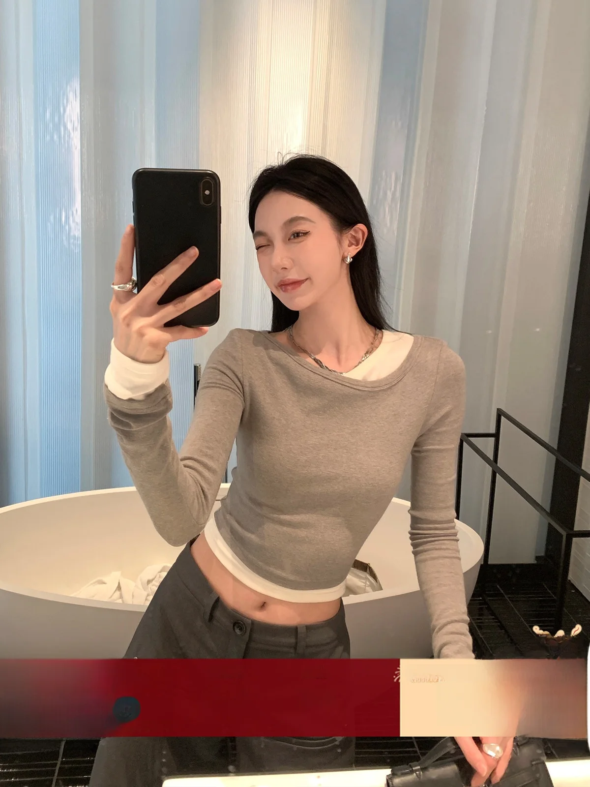 

Футболка Slim Fit ort Sve, женская летняя новинка, базовый слой, длинный све, круглый топ Ne Pure Color для поездок на работу