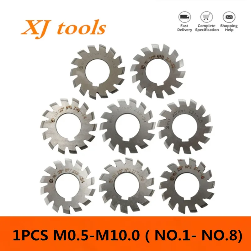 1PCS M0.5 M0.75 M1 M1.25 M1.5 M2 M2.5 M3 M4 M5-M10 Modulus PA20 Degrees NO.1-NO.8 HSS Gear Milling Cutter Gear Cutting Tools