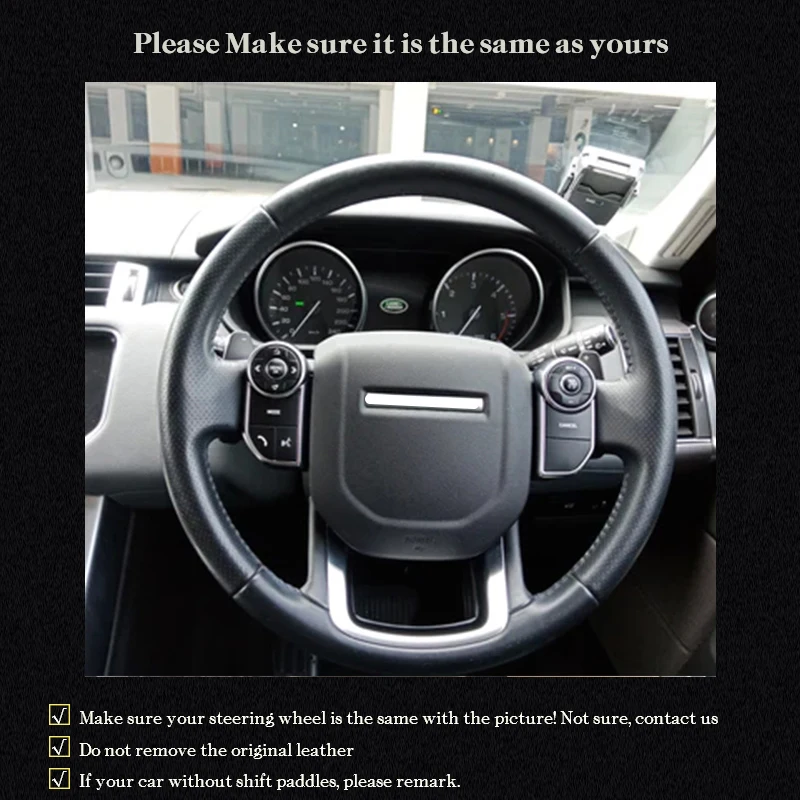 Custom Car Steering Wheel Covers for Land Rover Range Rover 2014 2015 Hand Stitched Interior DIY Auto Braid Steering Wheel Cover