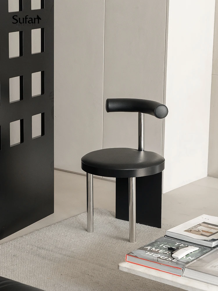 

X-20 retro stainless steel Bauhaus style dining chair study chair dressing chair