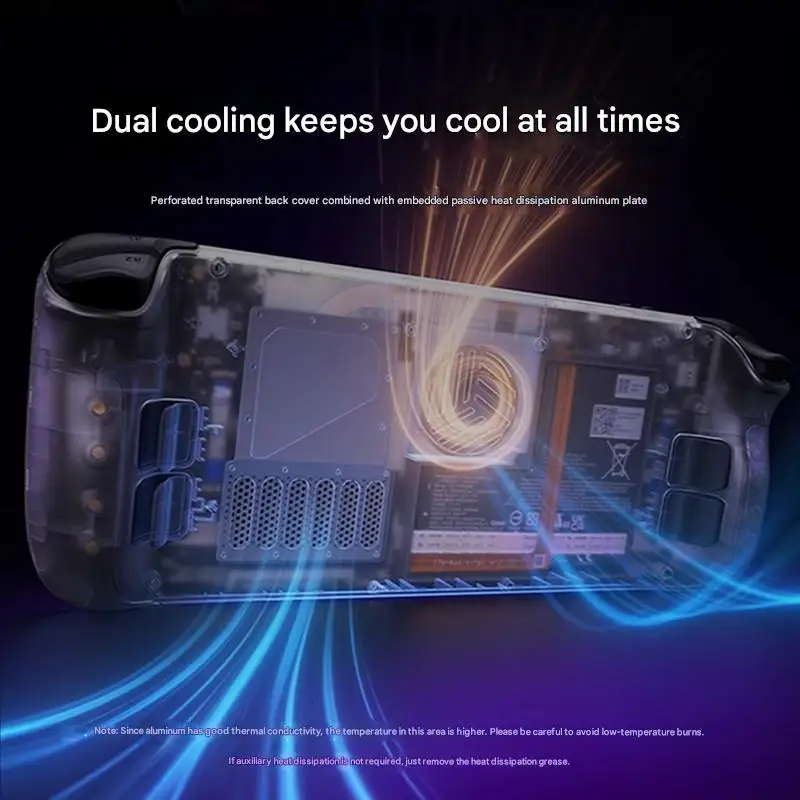 JSAUX Steamdeck Wärmeableitung Hintere Abdeckung Transparente Version mit offenem Loch Modifiziertes hinteres Gehäuse Steam Deck OLED-Zubehör
