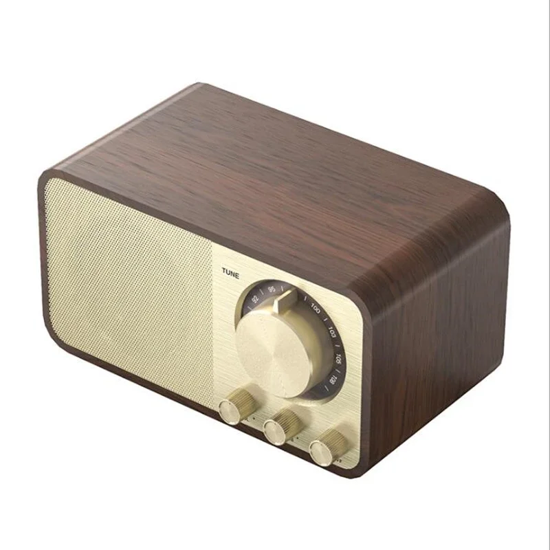 

Wooden Bluetooth-Compatible 5.0 Speaker Retro Classic Soundbox Stereo Surround Super Bass Subwoofer AUX FM Radio For Computer PC