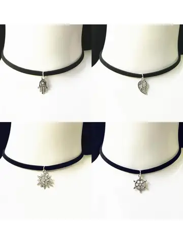 90's Inspired Gothic Lolita Punk Choker Necklace Black Velvet Suede Steampunk Torques Jewelry Statement Colar Christmas Gift