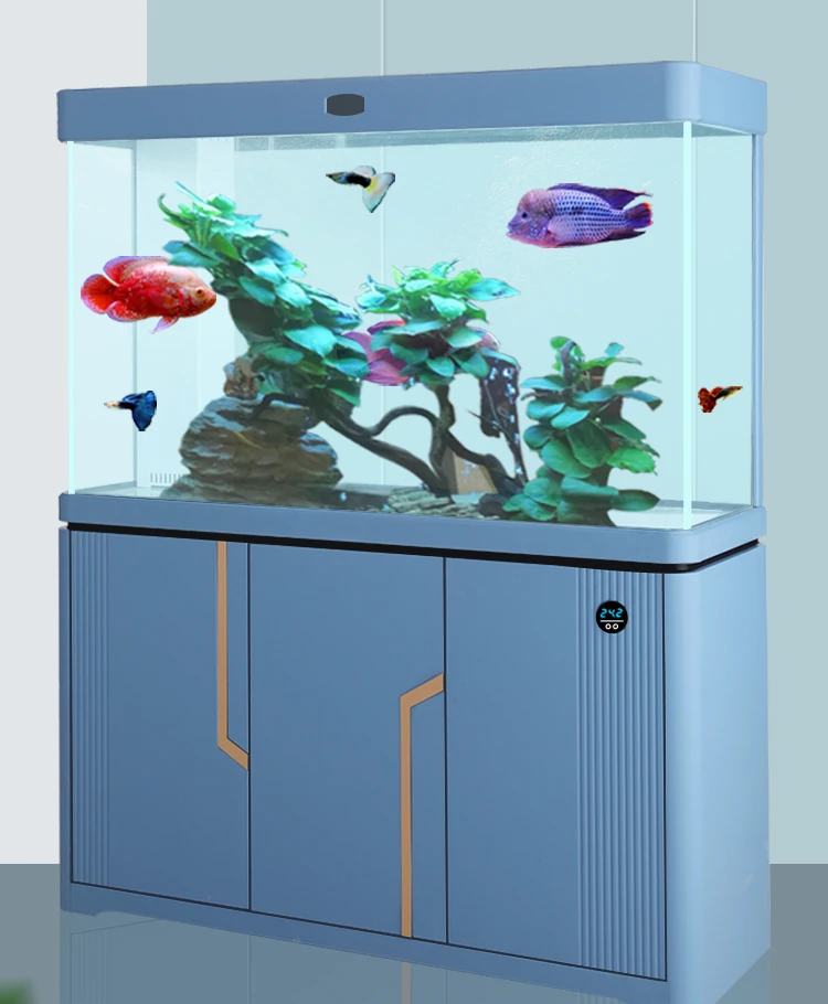 Large and medium-sized partition screens with circular hot curved glass bottom filter, dragon fish tank