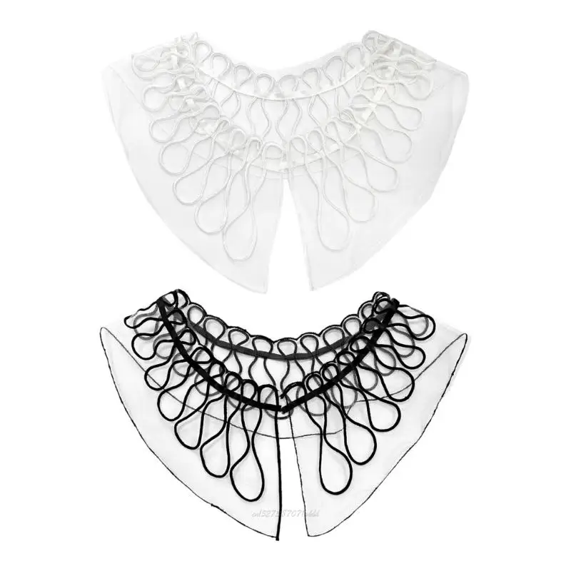 

X5XA Detachable Neckline Accessory Delicate Lace Spread Lapel Openwork Collar for Casual Wear