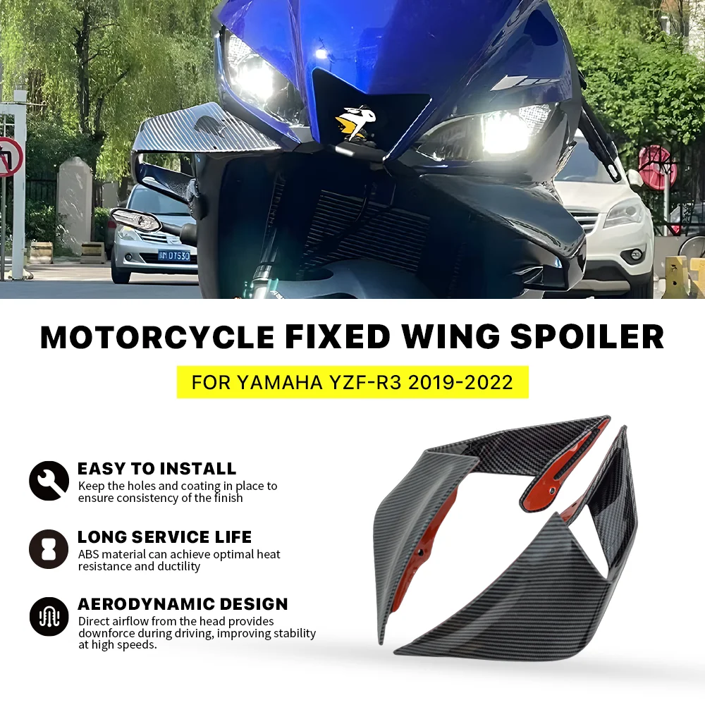 Motorcycle Accessories for Yamaha YZF-R3 YZFR3 Fairing Fixed Wing Side Wing Spoiler GP Racing Same 2019 2020 2021 2022