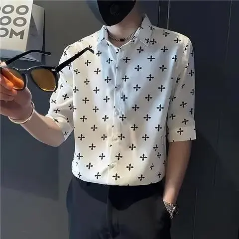 

Spring Large Size Haome Men's irt Summer Trendy Floral Long Sve Casual Faionable High Quali Seven-Five Sve M