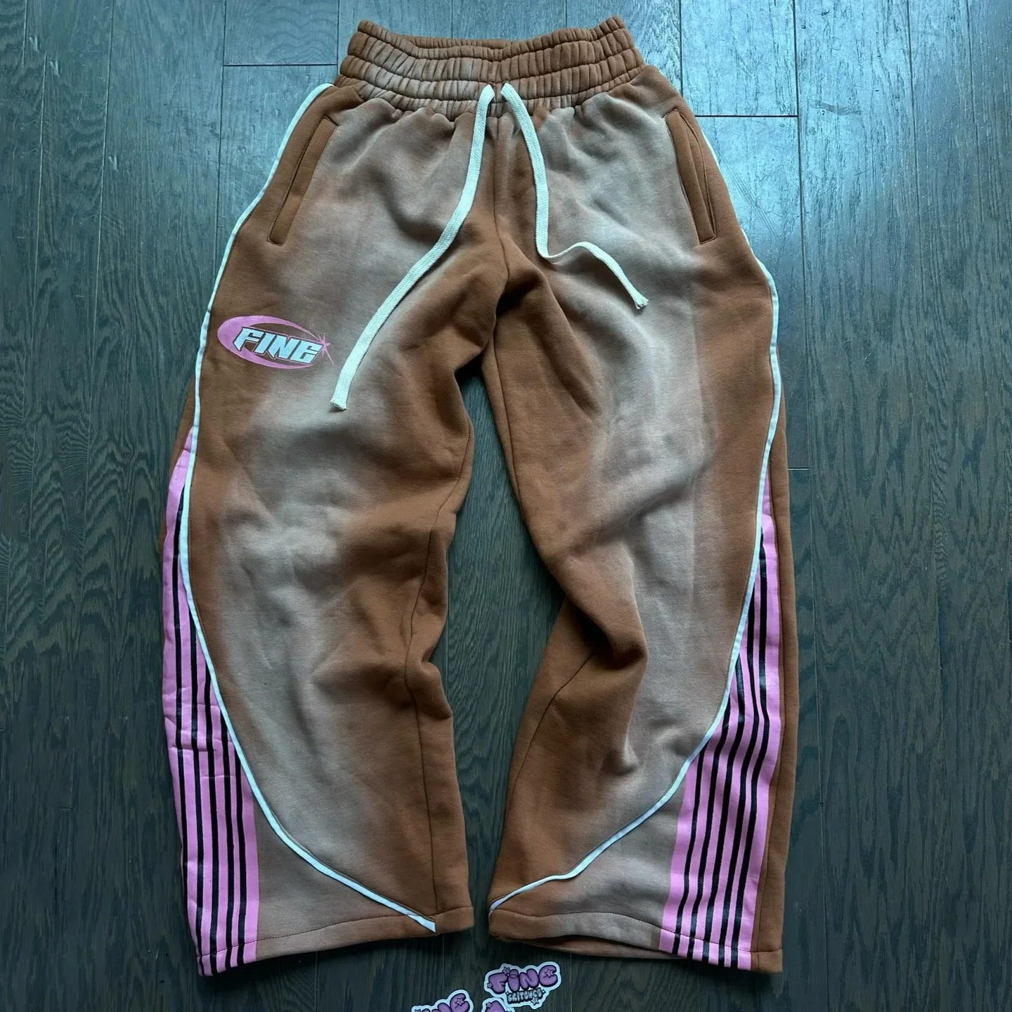 Pantalones Y2k de algodón con bordado a rayas, nueva moda Hip Hop street para hombre y mujer, pantalones de chándal con cordón, pantalones Cargo de gran tamaño