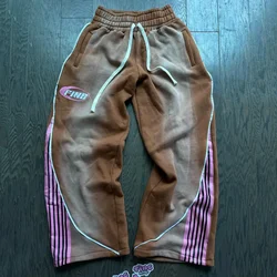 Y2k Embroidery Cotton Stripes Pants New Fashion Hip Hop street Mens Womens Jogger Drawstring Sweatpants Oversize Cargo Trousers