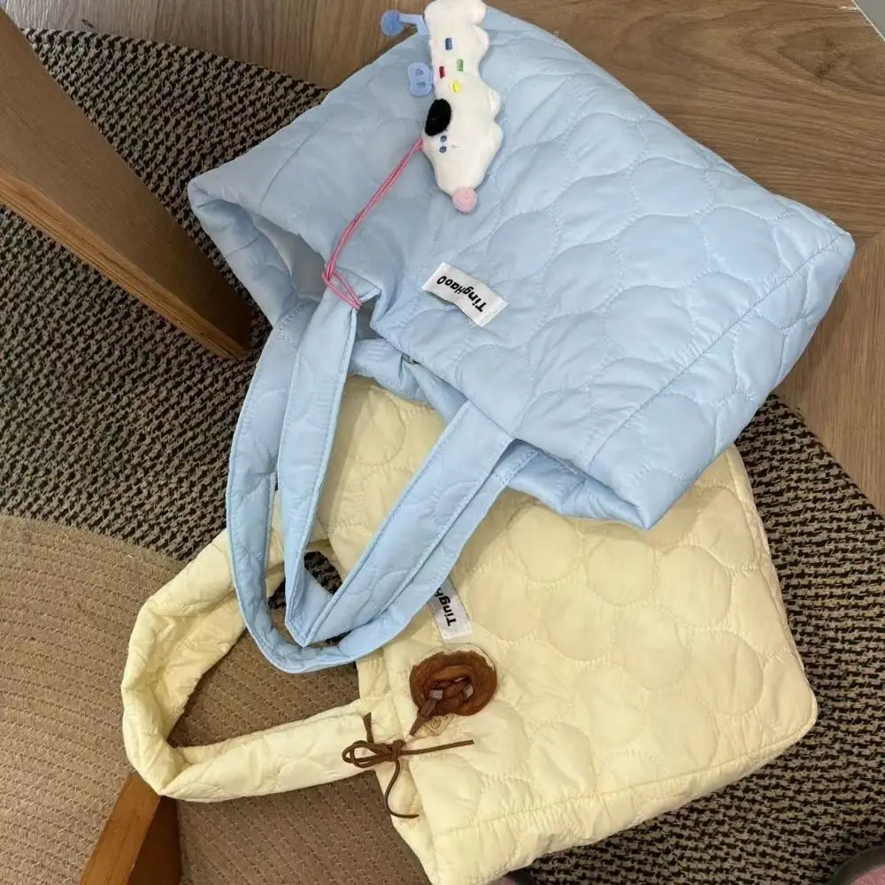 

New Design Large Capacity Handbag Reusable Quilted Cotton Shoulder Bag Blue Color Satchels Bag Travel