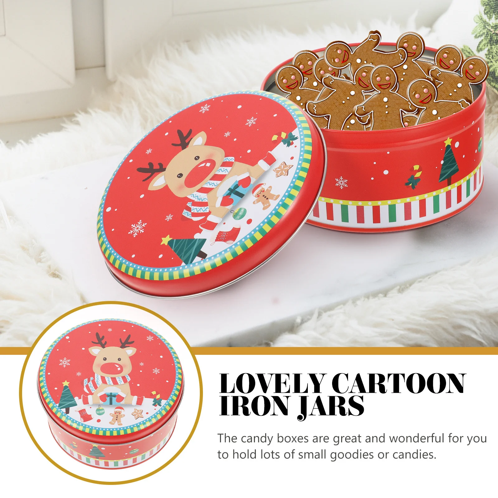 

Candy Storage Case Biscuit Wrapping Jars Holiday Cookie Tin Packing Container Canister Metal Boxes