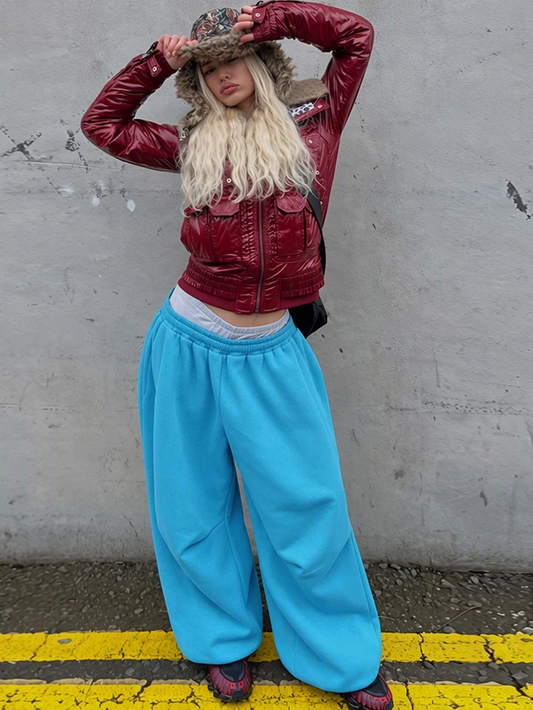 Weird Puss Oversize-Style Weite Hosen für Damen, Herbst-Trend, elastisch, niedrige Taille, Stretch, lässig, bequem, klassische Unterteile – Detail 19