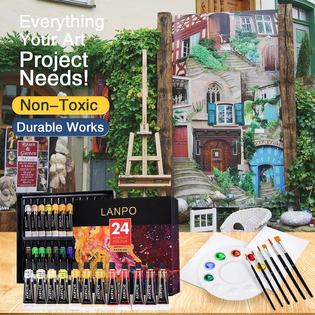 Acrylfarbe 12/24 Farben 12ml Tube Acrylfarbe Set Farbe für Stoff Kleidung Malerei reiche Pigmente für Künstler Malerei
