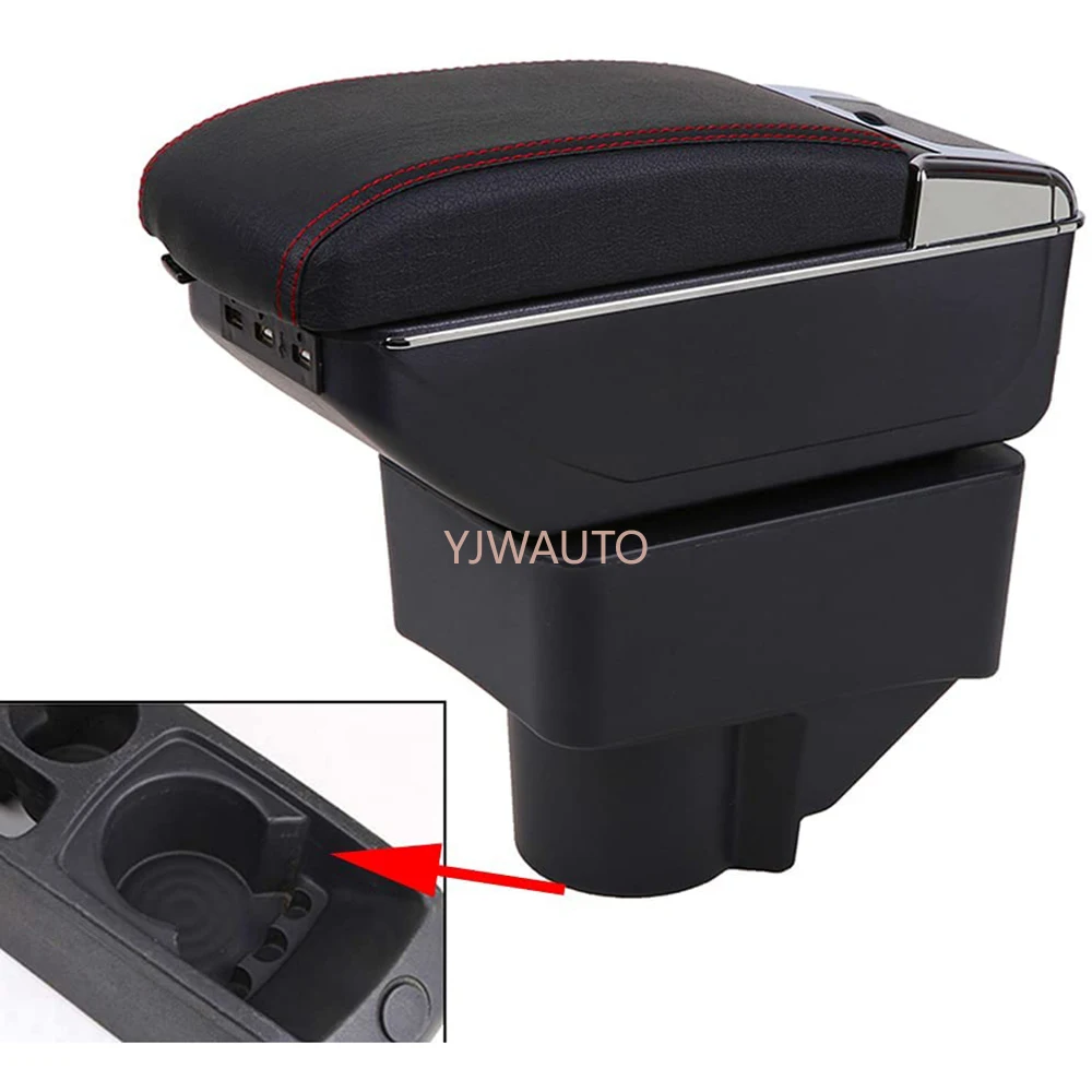 Car Armrest Storage Box for Ford Fiesta 3 2011~2016 2017 2018 Leather Auto Center Console Armrest Box with Cup Holder Ashtray