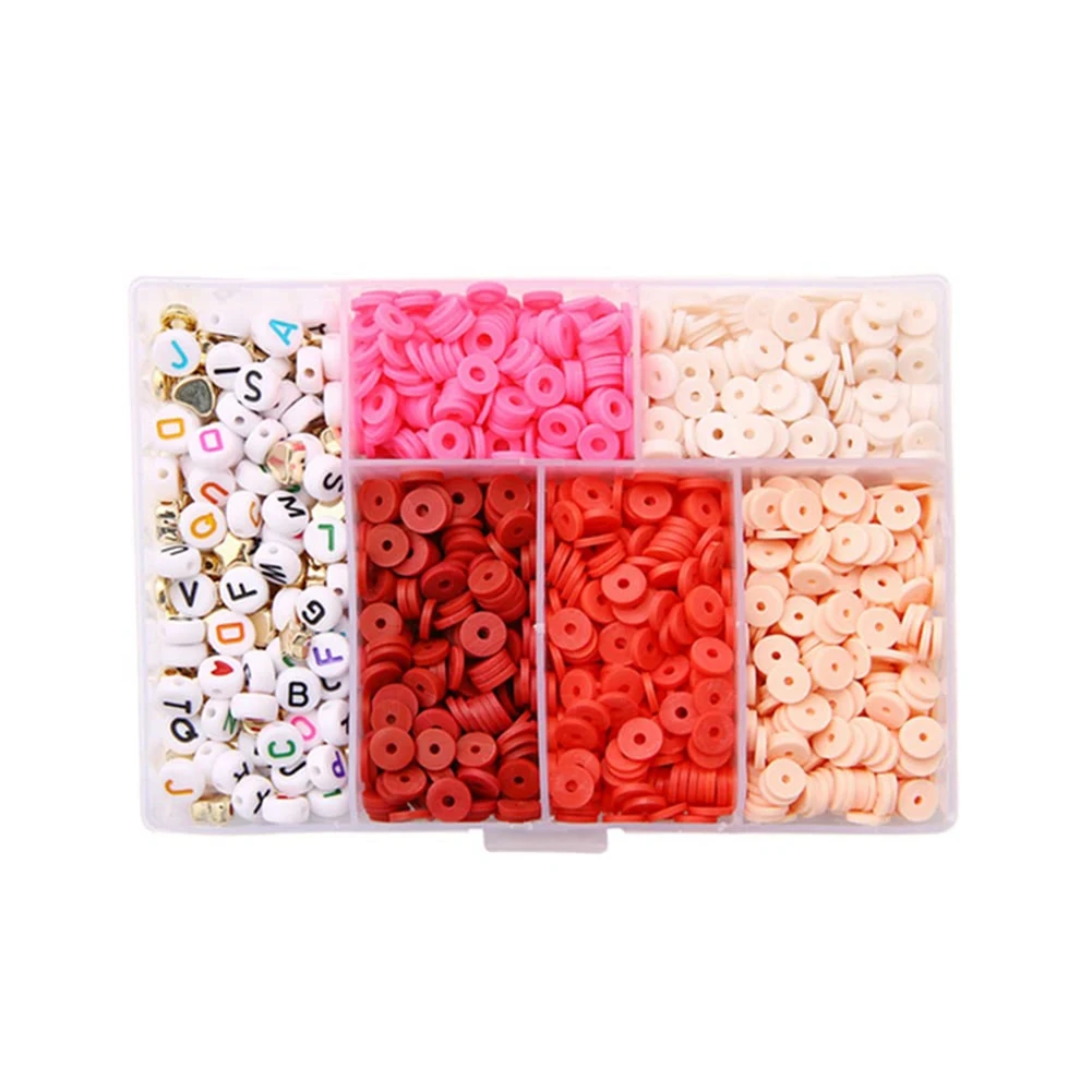 Clay Beads for Bracelet Making, Clay Beads for Making, Flat Round Polymer Clay Spacer Beads for DIY Bracelet Craft F