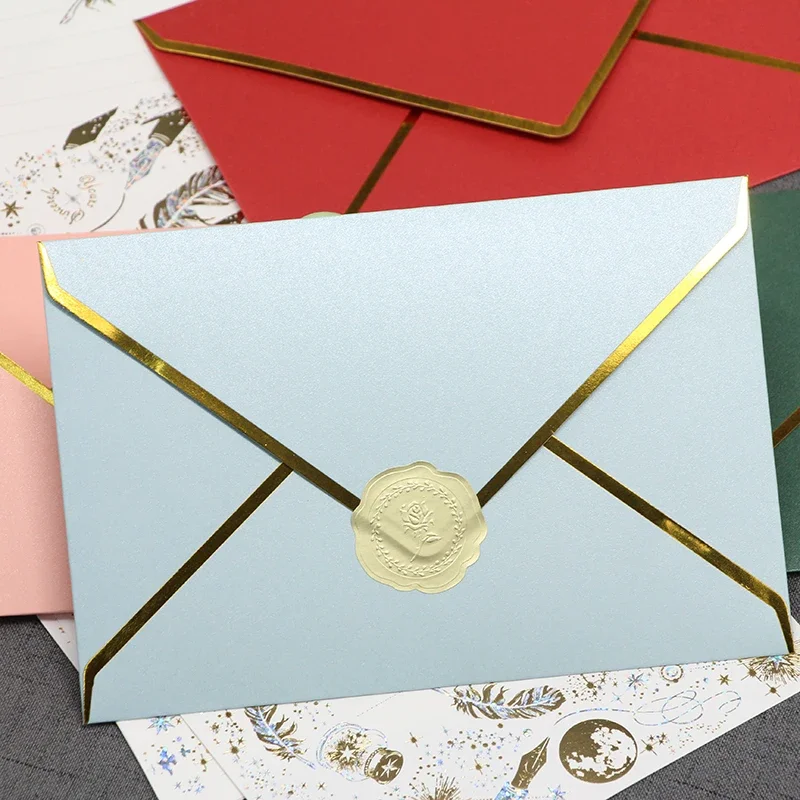 30pcs/lot 18.5x12.5cm Envelope for Invitations Postcards Giftbox Card 250g Gold-plated Paper Wedding Business Letters Stationery