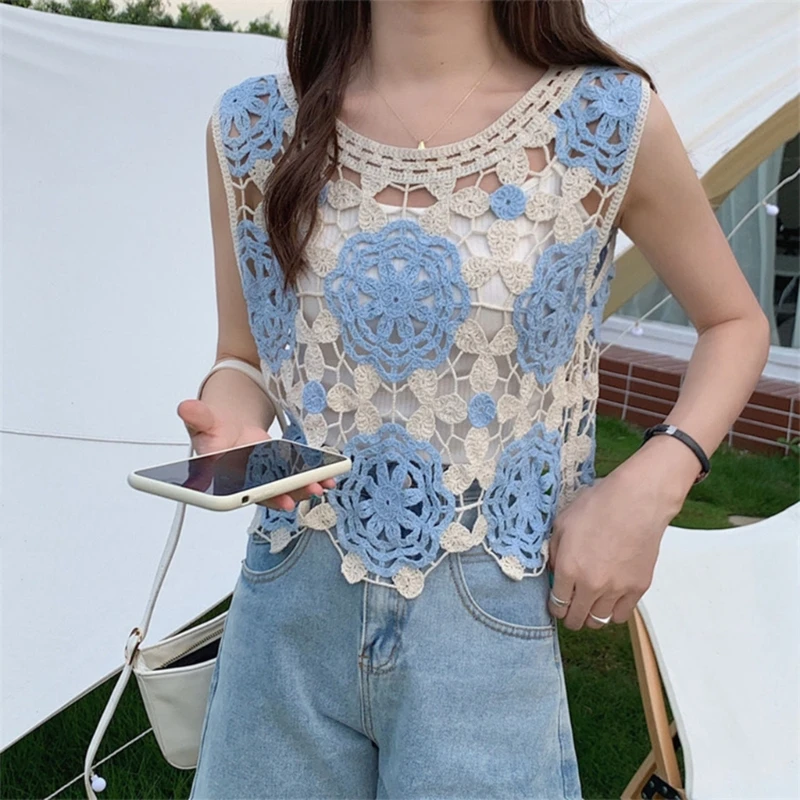 

Unique Knitwear Essential Soft Cotton Crochet Hollow Out Knit Vest For Women Fashion Camisole For Any Occasion
