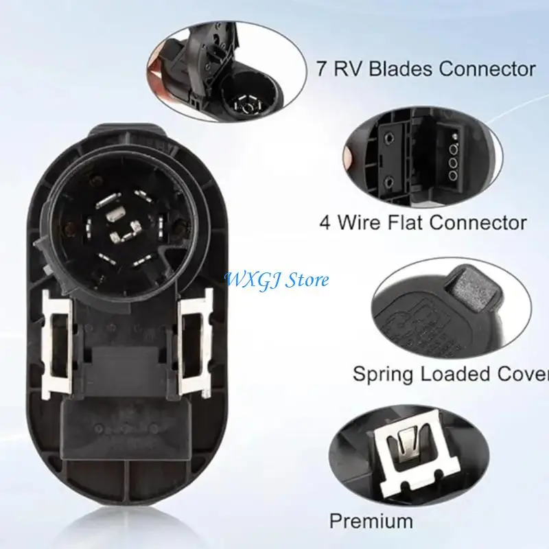 

37JE 7 Way Trailer Wiring Harness With Brass Terminals 7 Way Blade & 4 Way Flat Adapter Plugs For Long Lasting Use