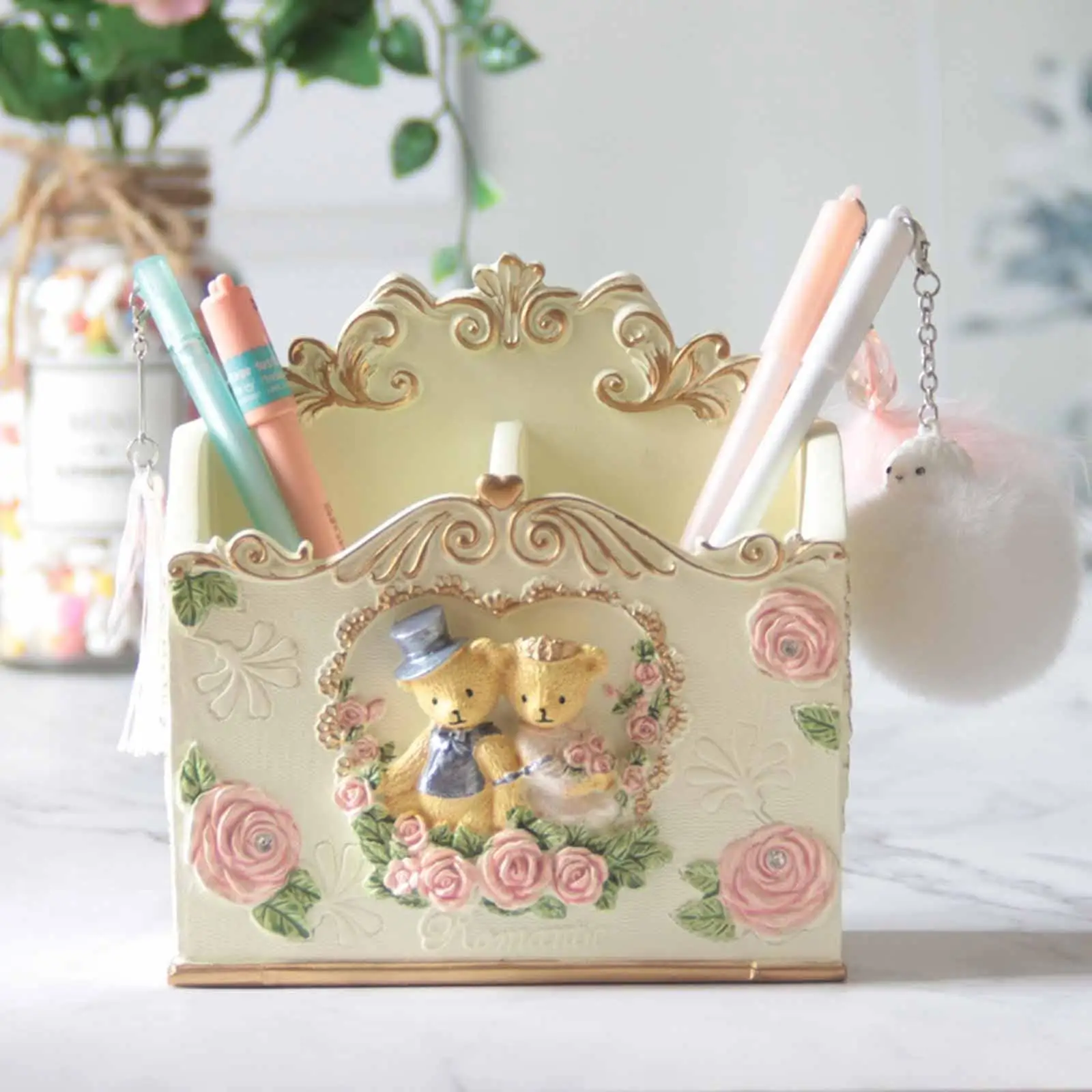 

Bear Pen Holder Stationery Organizer Creative Cute Workspace Organizers for Desktop Office Decoration Birthday Gift Accessories
