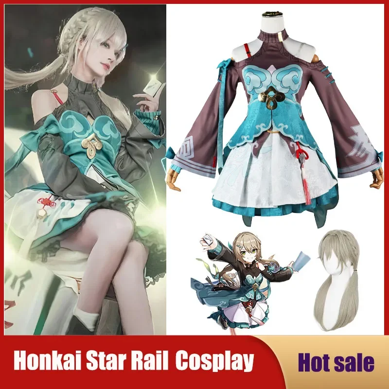 

Anime Game Honkai Star Rail Cosplay Costume QINGQUE Full Set With Wig Sexy Lovely Dress Uniform Halloween Carnival Party Outfit