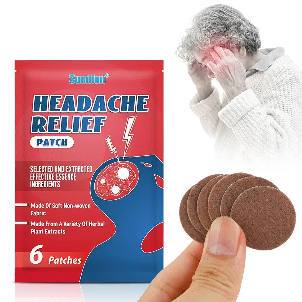 Headache Relief Patch Treatment, Enxaqueca Gesso, aliviar a tontura, dor de cabeça, reduzir o estresse, nervo cerebral, relaxar adesivo acuponto