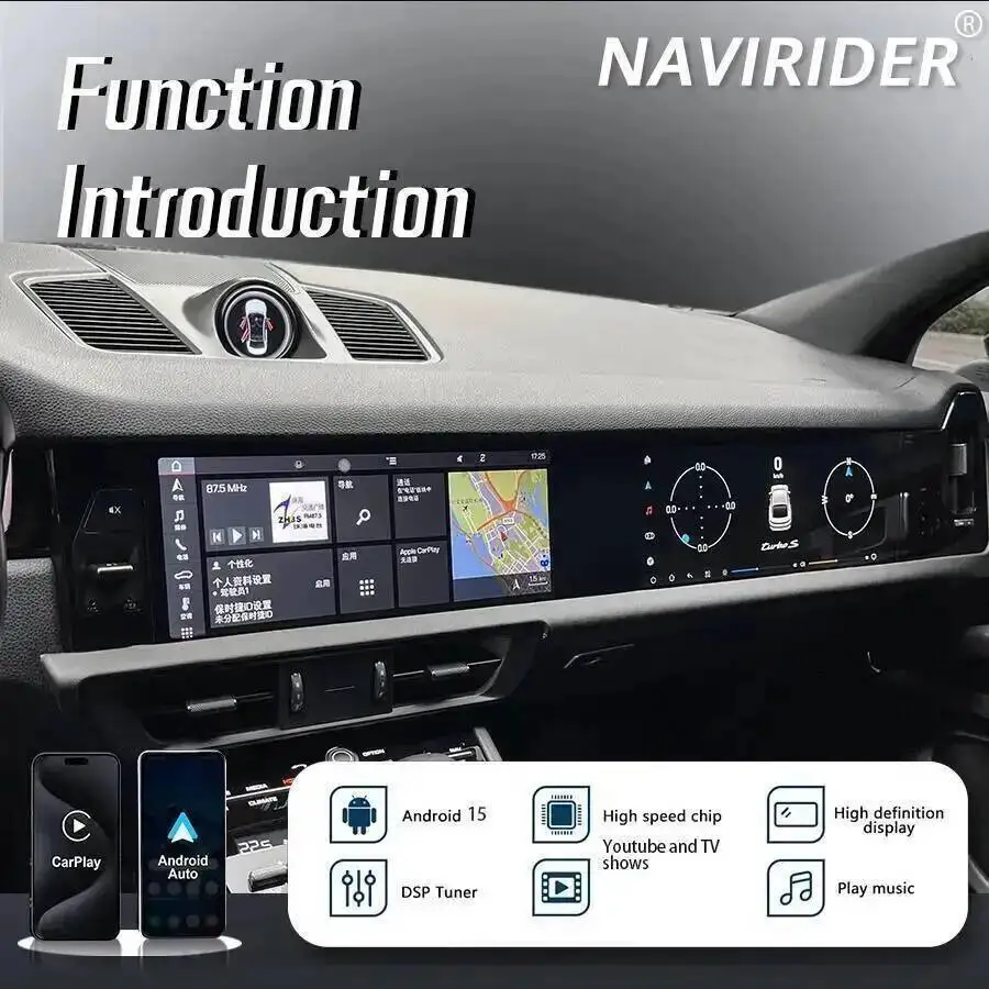 For Porsche Cayenne 2018-2024 Android 15 24.6Inch Car Radio RHD Multimedia Video Head Unit Media New Display GPS Carplay screen